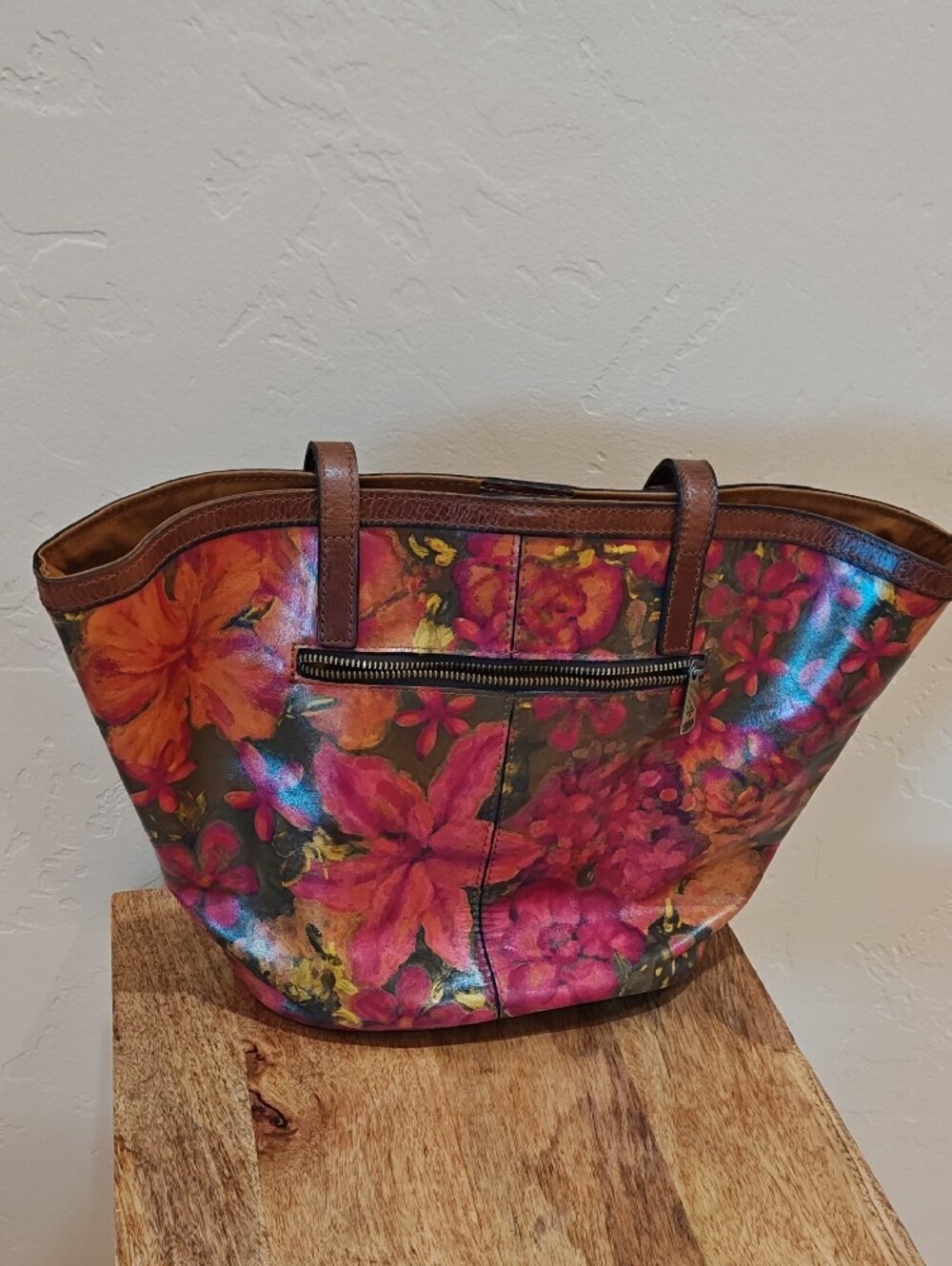 Patricia Nash Vibrant Floral Tote with Brown Trim - Picture 3 of 9